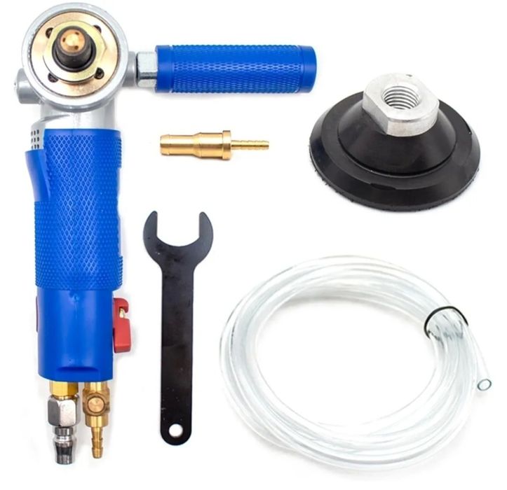 Polidora pneumática de 3 polegadas com injeção de água, lixadeira pneumática profissional para polimento a ar e água, 4300 RPM, aplicação versátil.