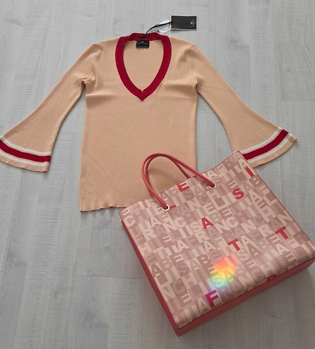 Elisabetta Franchi orginalny sweterek roz włoski 46   L