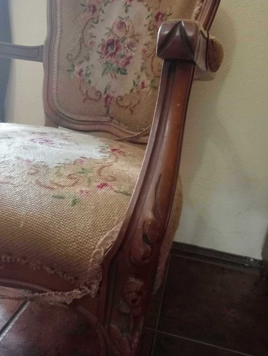 Bergères / 2 cadeirões antigos estilo Louis XV, do séc. XIX