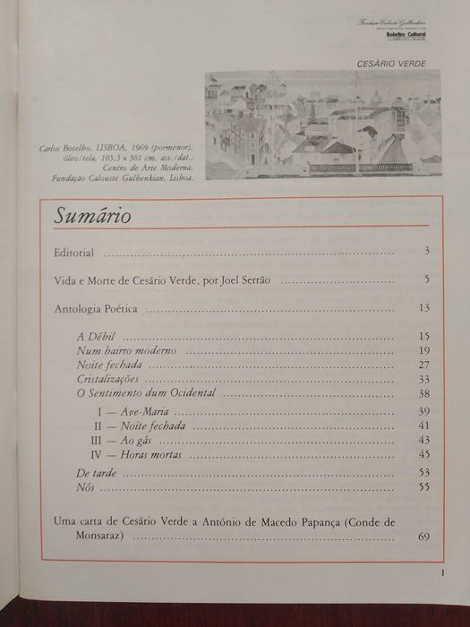 Boletim cultural - Cesário Verde