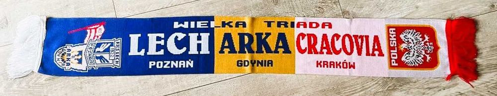 LECH - ARKA - CRACOVIA - WIELKA TRIADA Szalik szal piłkarski sportowy