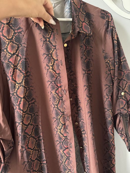 Koszula kolor czekoladowy print zwierzecy La blanche 42