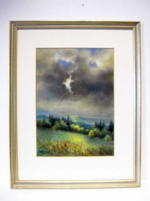 impressionante paisagem - aquarela - assinada W. Lätsch - 1945
