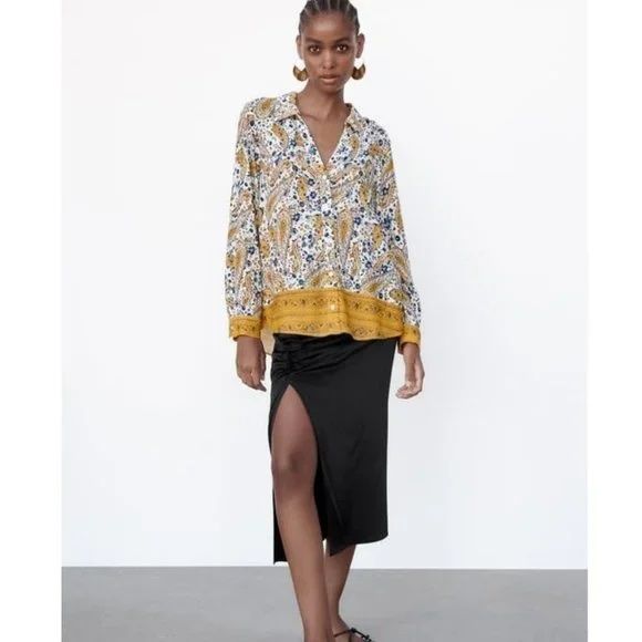 Top Paisley koszula boho zara z nadrukiem 38