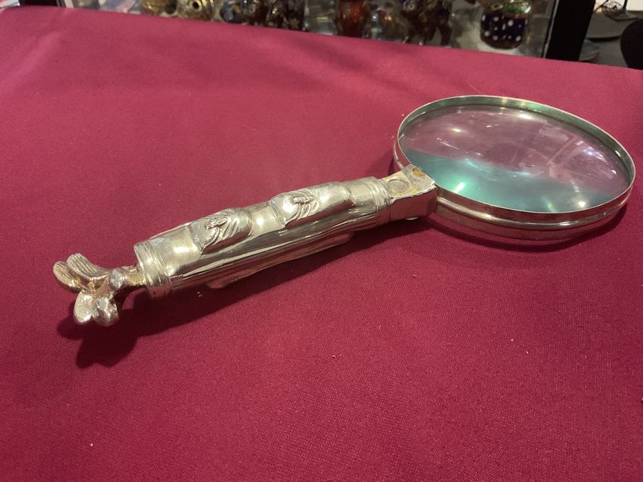 Lupa banhada silver plated ,23 x10 cm