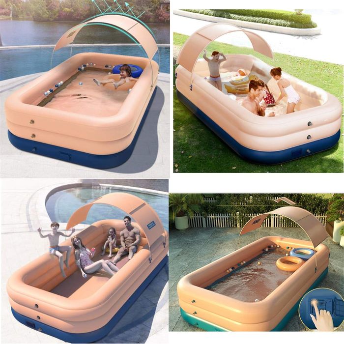 Basen z pompką automatyczną na baterie 210 x 80 cm z daszkiem