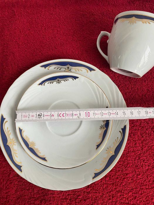 Eleganckie Trio Porcelanowe ROYAL P.X.A. Kobalt i Złoto - Stan Idealny