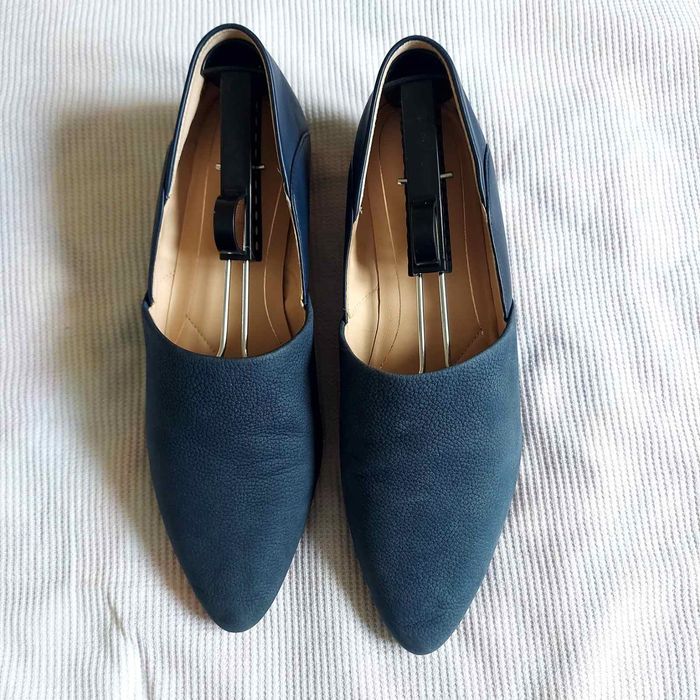 Туфли-слипоны Clarks, кожа, размер  41.5, темно-синие.