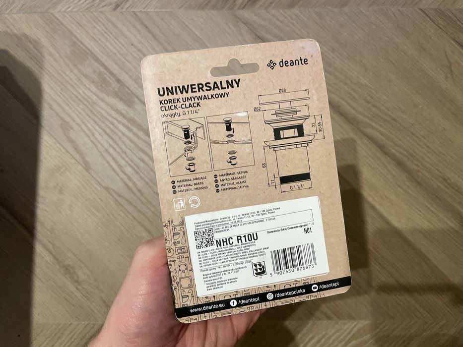 Deante korek umywalkowy click-clack uniwersalny mosiądz brass