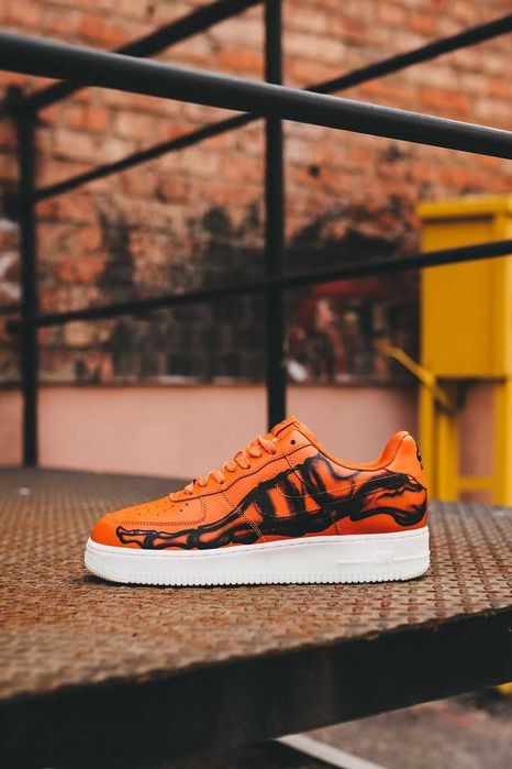 Мужские кроссовки Nike Air Force 1 Skeleton Orange. 40-45