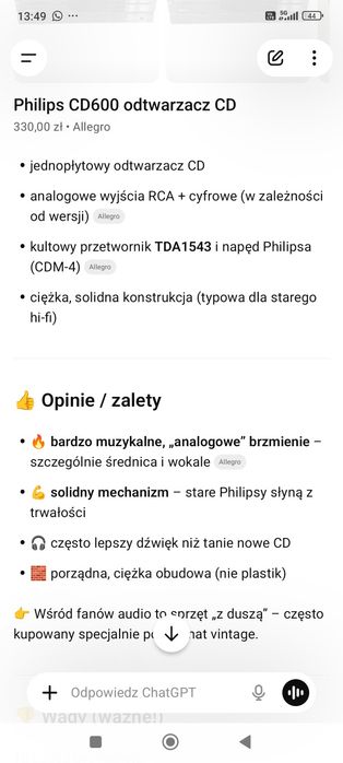 Philips CD 600 odtwarzacz