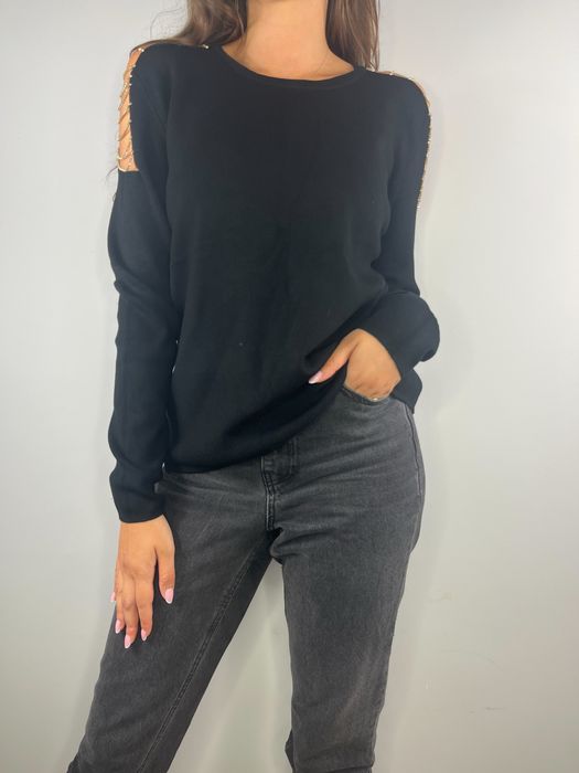 Czarny sweter z odkrytymi ramionami Bodyflirt rozmiar 44/46