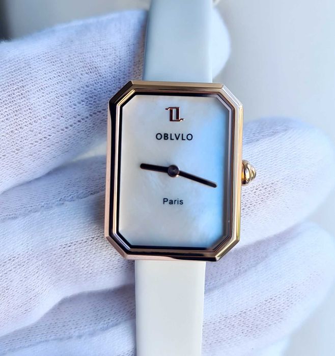 Жіночий годинник OBLVLO Paris White/Gold Sapphire нові