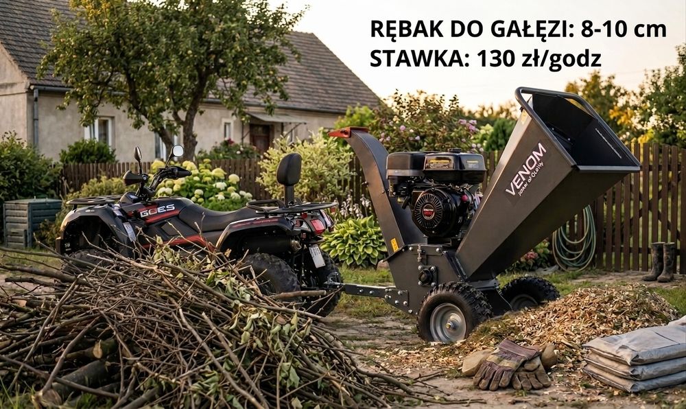Usługi rębakiem spalinowym – rozdrabnianie gałęzi