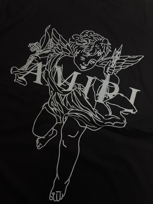Футболка Amiri Angel | амірі ангел | амири ангел | T-shirt Amiri | чорна біла | черная белая | black white | S M L XL | tee оверсайз унісекс