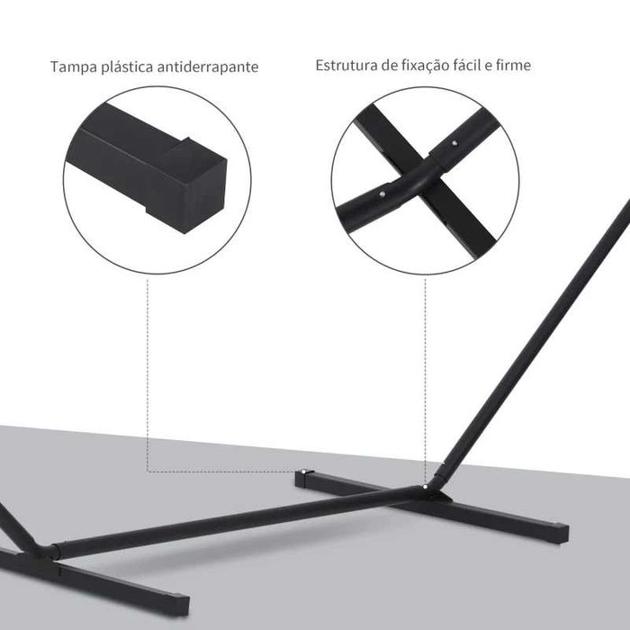 Suporte para Cama de Rede de Metal - Preto
