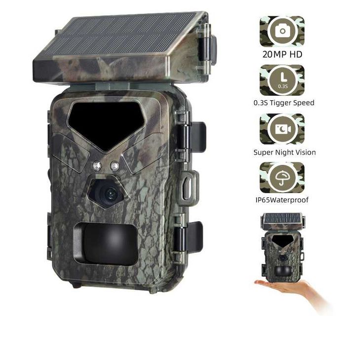 Câmara portátil solar compacta noturna impermeável para caça segurança