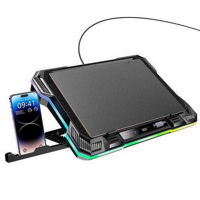 Охлаждающая подставка для ноутбука до 19" с подсветкой кулер HOCO DH20