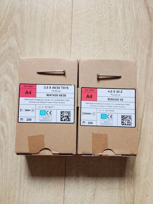 Wkręty A4 nierdzewne  3.5x45 200 sztuk