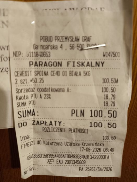 Ceresit CE40 fuga elastyczną biała 01 5 kg nowa