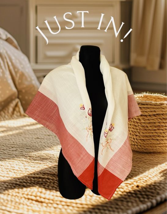 Obrus chusta bieżnik bawełna len ręcznie wyszywany