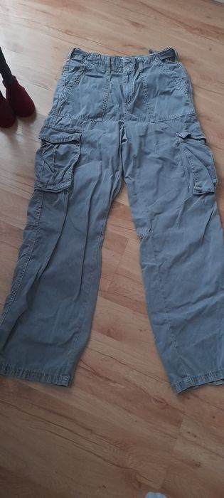 Bojówki cargo berhska wide leg  motyw washout sprania