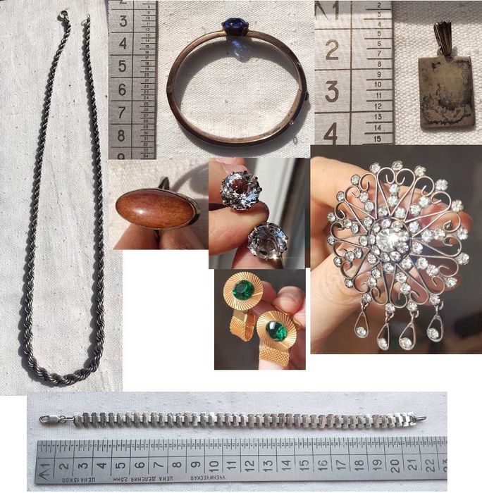 Серебро СССР из бабушкиной шкатулки, браслет, цепочка, запонки, кольцо, кулон