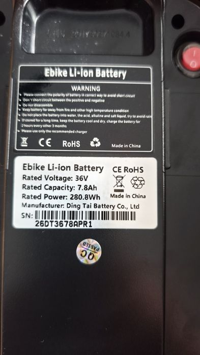 Bateria Ebike 36V 7.8Ah Lítio Nova para Bicicleta Elétrica