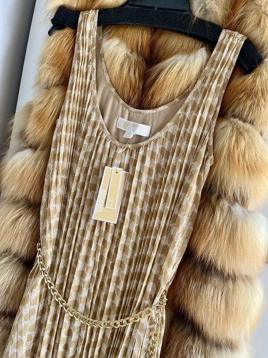 Michael Kors nowa elegancka plisowana sukienka damska pasek XS logo