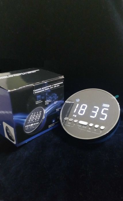 Колонка блютузна з годинником/часы. Прийом-блютуз.,флешка,microSD