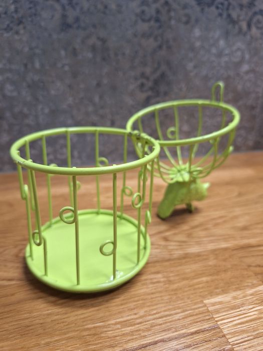 Klatka dekoracyjna metalowa zielona z ptaszkiem