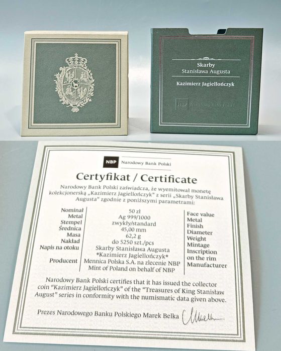 Moneta 50 zł Kazimierz Jagiellończyk 2015 Stan 1 Nowa Kolekcjonerska