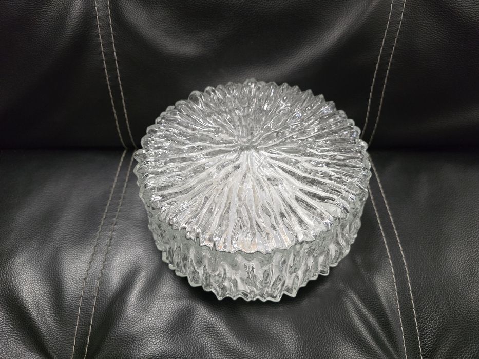 Plafon Kinkiet Hustadt-Leuchten Ice Glass Vintage Mid Century 21 cm NOWY