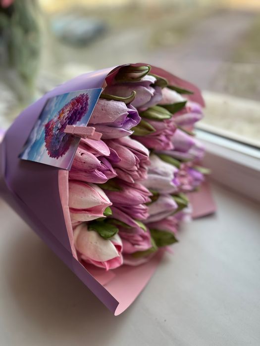 Подарок, зефирный букет, зефір, цветы, зефир