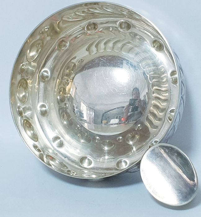 Grande antiga taça de Tastevin francesa com banho em prata