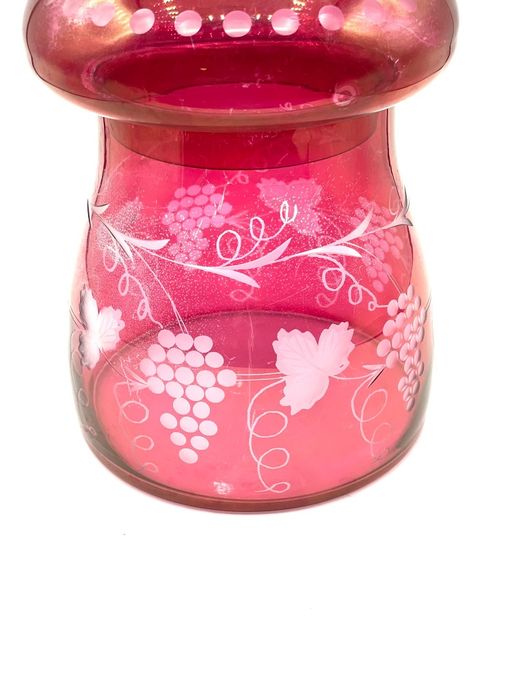 Bomboneira Cogumelo em vidro pintado e lapidado