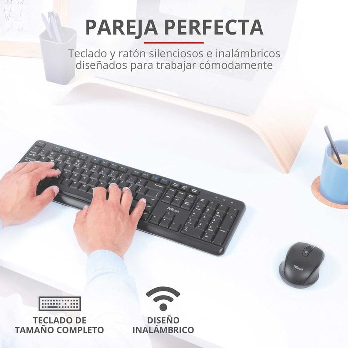 Trust Ymo Klawiatura Bezprzewodowa + Myszka Ciche przyciski HISZPAŃSKA