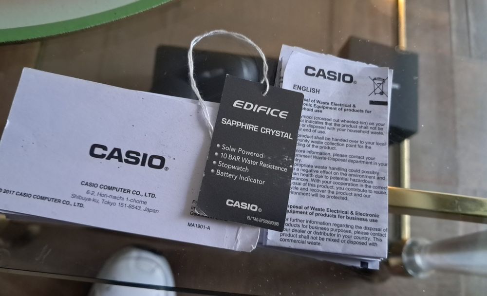 Casio edfice solarny saphire nowy komplet dokumentów gwarancja pudełko
