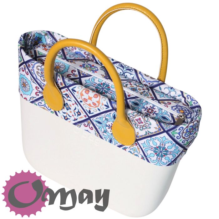 organizer OBAG MINI +OPASKA kafelki niebieskie biały 2 kieszenie OMAY