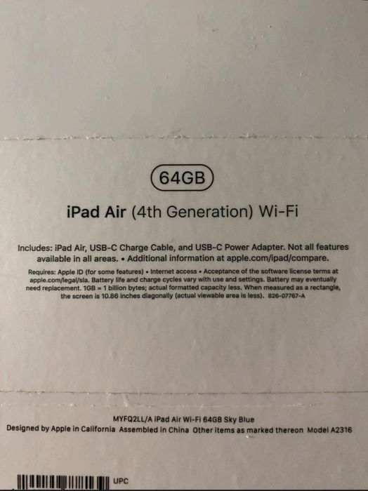 iPad Air 4 Wi-Fi 64gb Sky Blue