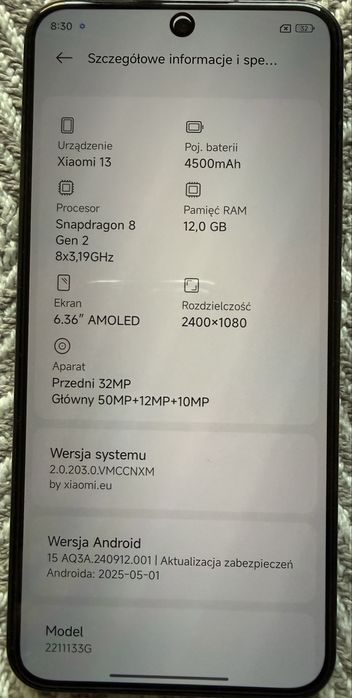 Telefon Xiaomi 13 (czarny) 12/256