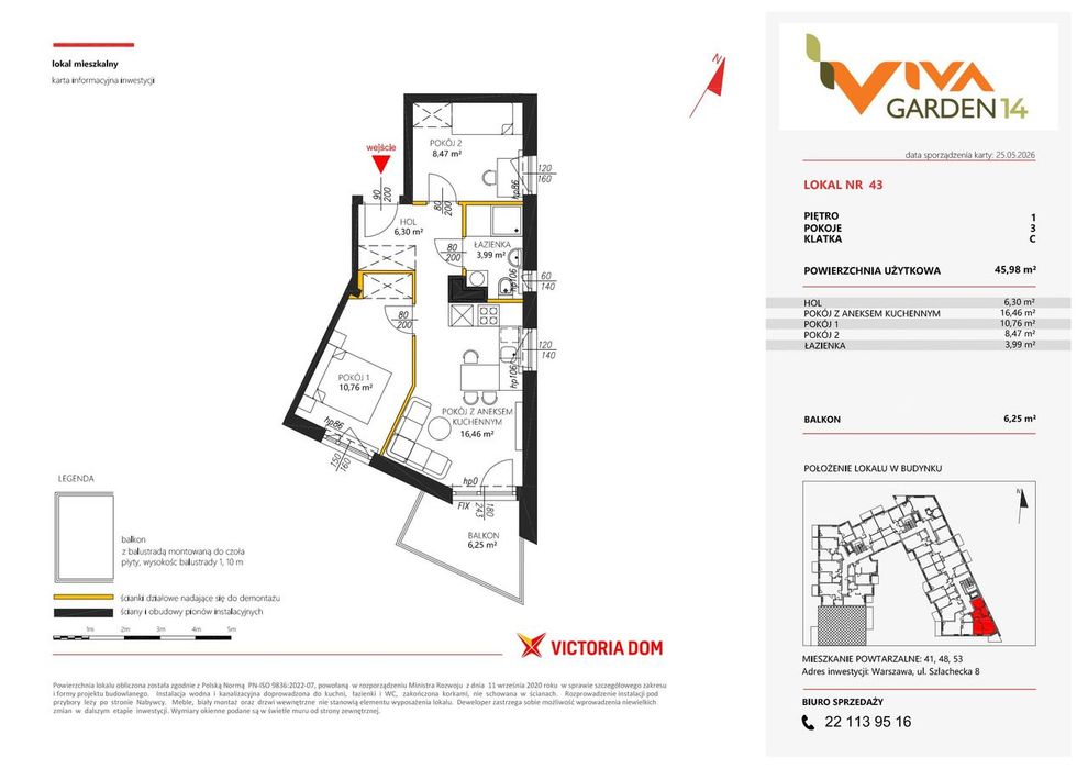 3-pokojowe mieszkanie 45m2 + balkon Bezpośrednio