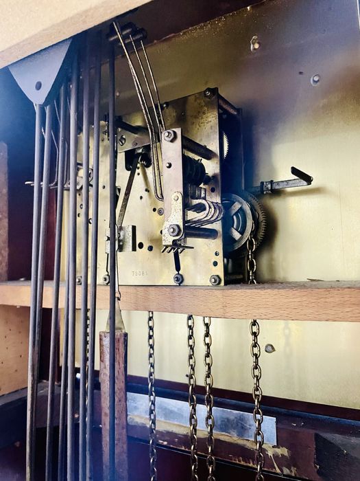 Piekny kwadransowy francuski zegar podłogowy 218 cm  8 strun gongi