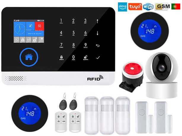 Alarme Tuya Casa sem fios Câmara/GSM/WiFi Android/iOS PT (NOVO)