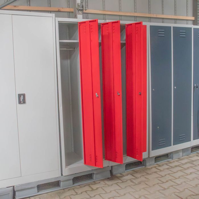 Szafka ubraniowa BHP Mega-M J-60 2 drzwiowa szara/ czerwony front