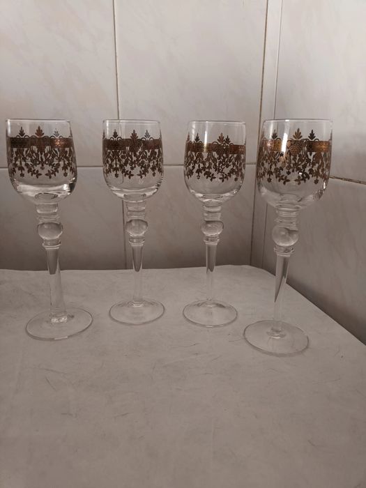 4 cálices artesanais estilo barroco- pé alto