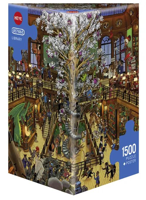 Puzzle 1500 elementów. Biblioteka + plakat. Heye