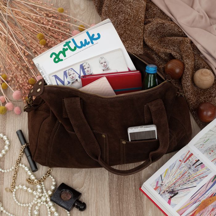 VERA PELLE torebka damska zamszowa shopper z paskiem V685 c.brązowa