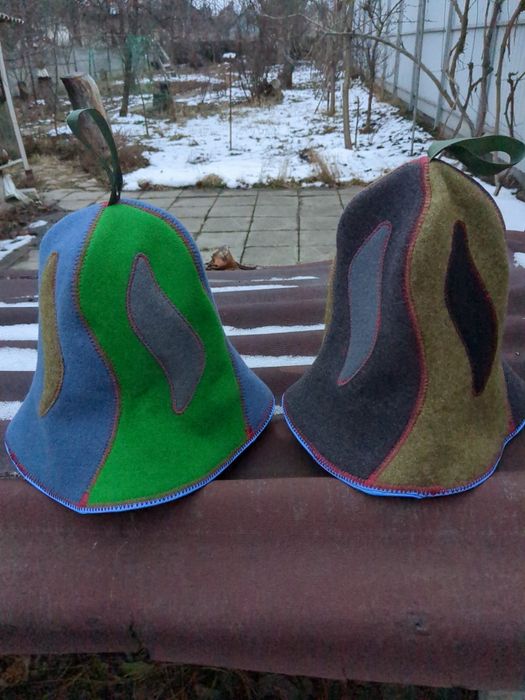 Банный (сауна, хамам) набор шапка руковички и сидушка.