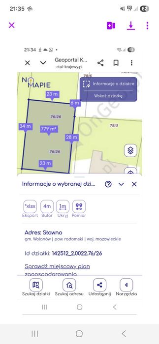 Działka budowlana Sławno, gmina Wolanów obok Radomia